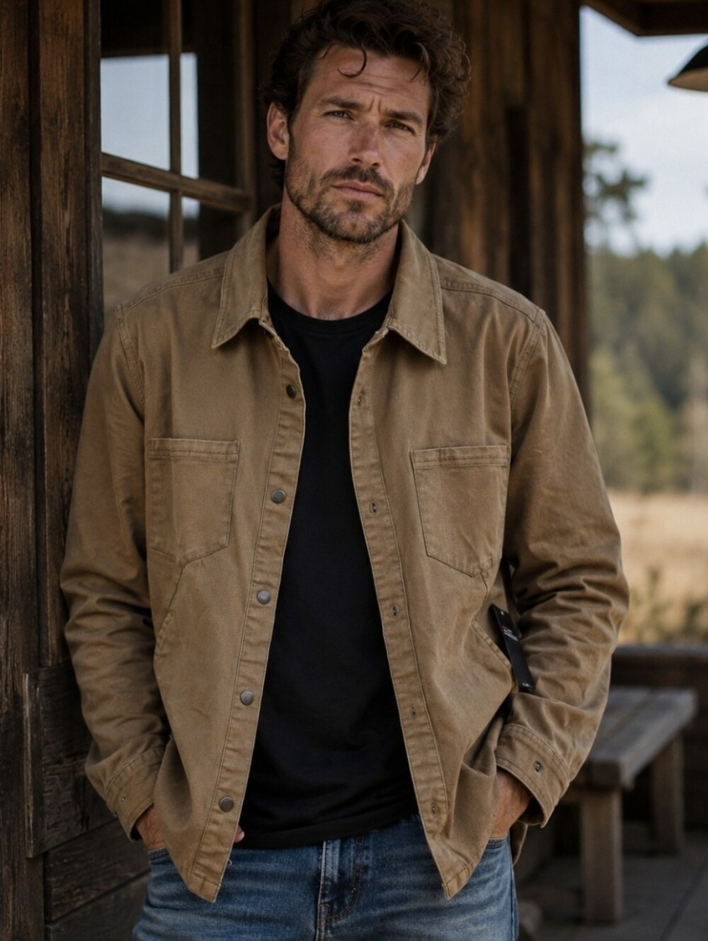 Wolverine Steelhead Overshirt Brown Canvas Snap Up Utility Work Shirt Men Size M